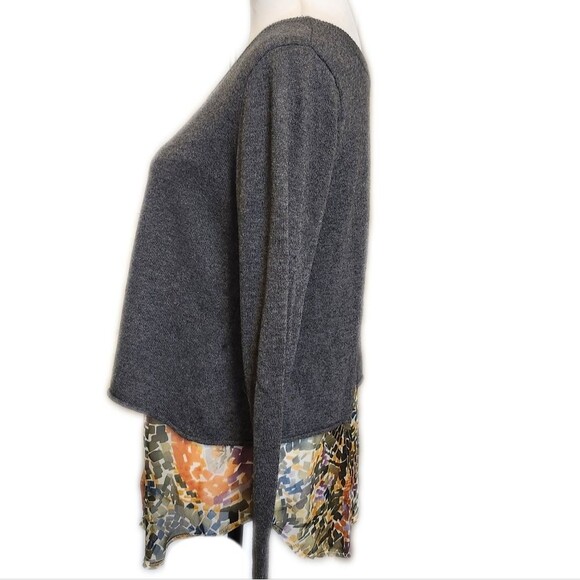 Subtle Luxury cotton cashmere & silk layered sweater, charcoal S/M - Picture 2 of 8